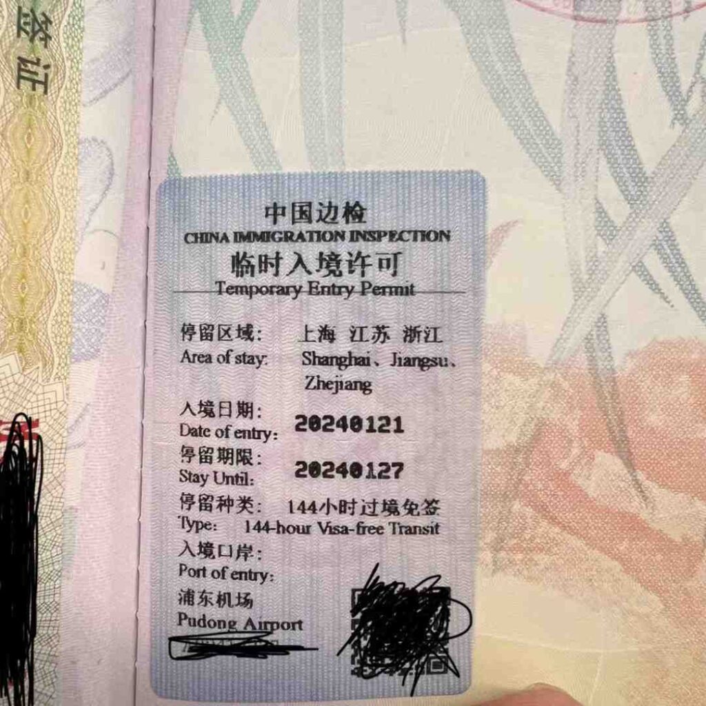 transit visa china 144 hours