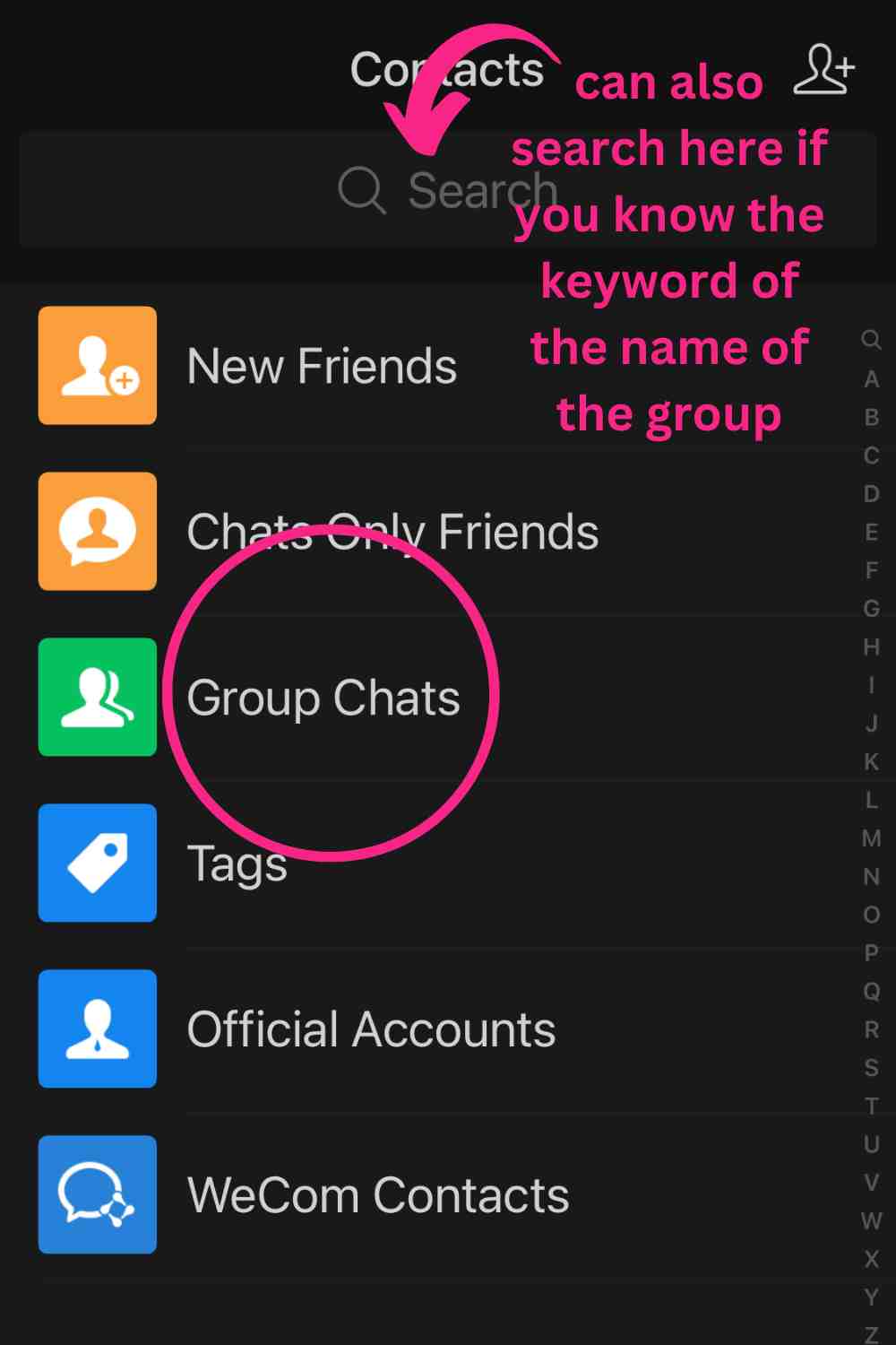 wechat group search