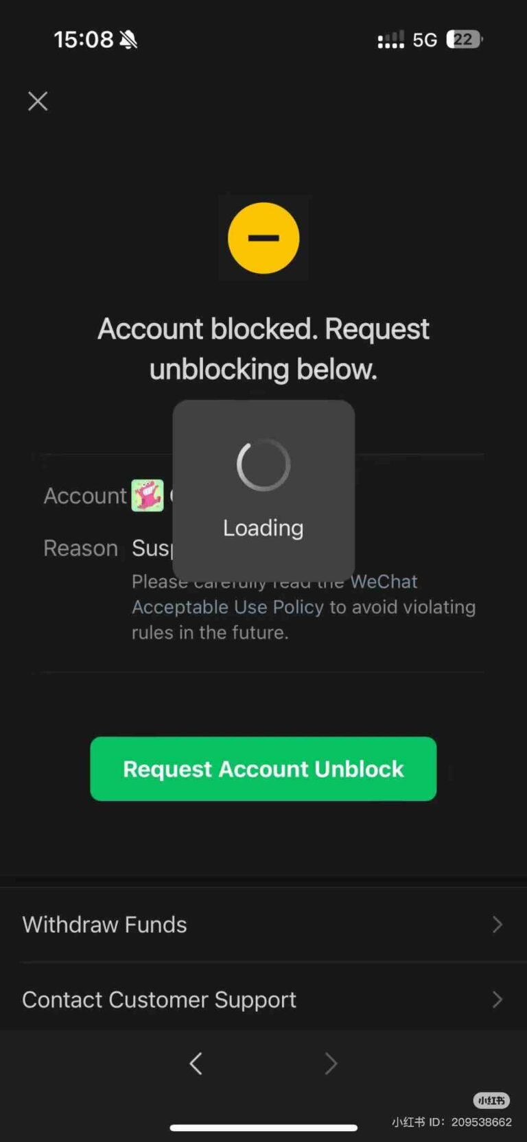 wechat account blocked